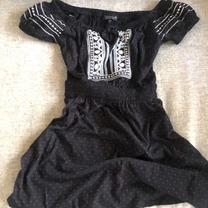 Pretty black cotton dress. Has little red dots with white embroidery. Size 4